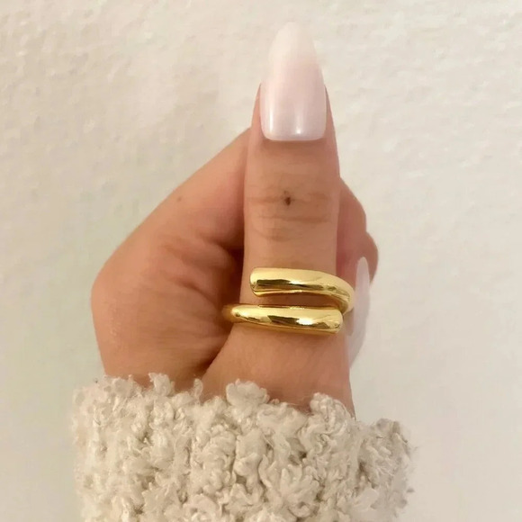 925 Sterling Silver Gold Chunky Bold Ring Statement Ring Large Wrap Ring - Picture 9 of 10